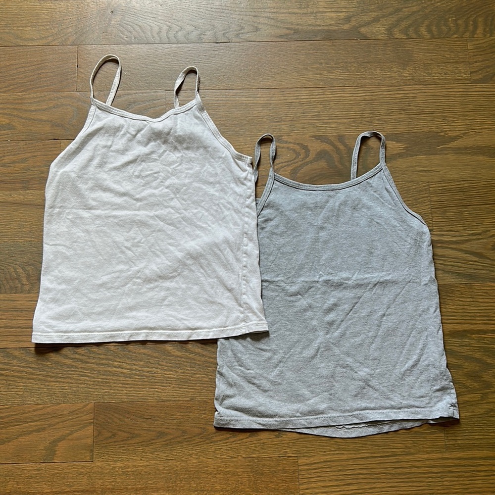 Hanes Girls 10/12 White and Grey Tank Top (Set of 2)